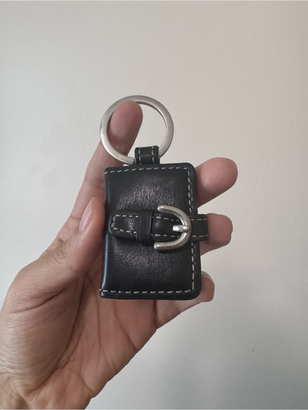 Vintage Coach Leather Photo Book Keychain in Black Leather
